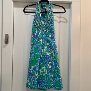 Lilly Pulitzer halter dress in blue/green print